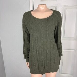 Lockhart Women's Sweater Medium Cashmere Cable Knit Designer Scoop neck RR14